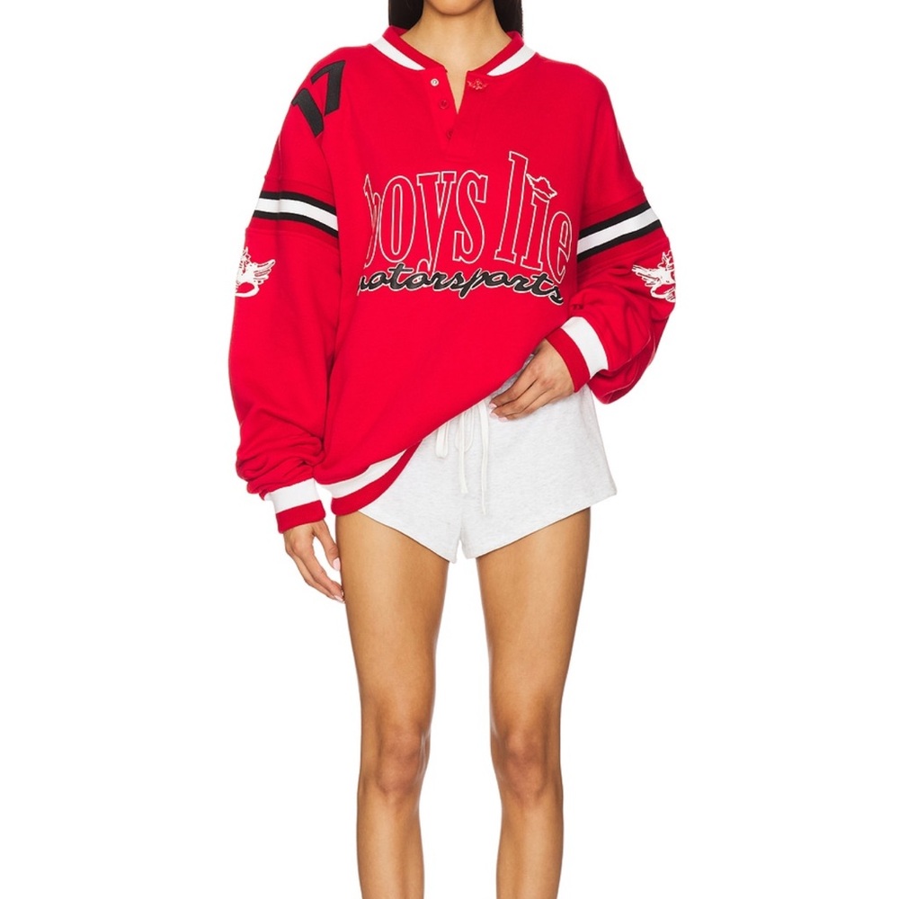 Boys Lie Red Oversized Motorsport Pullover